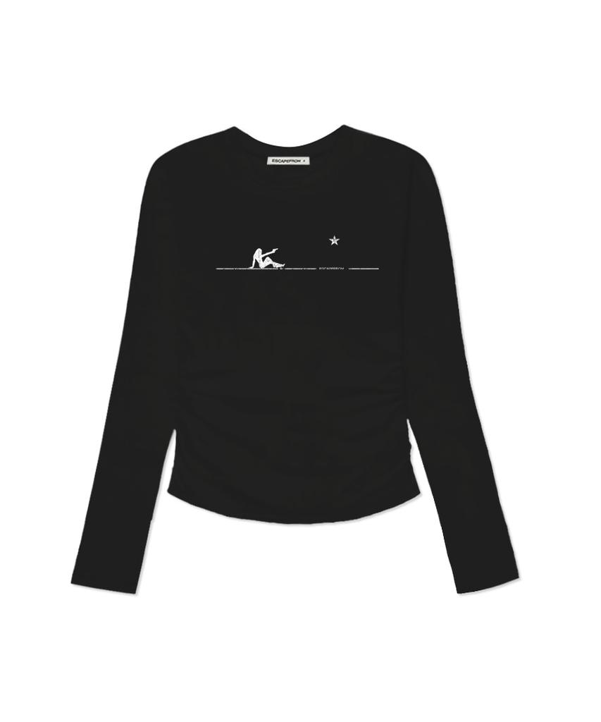 ESCAPEFROM Woman And Gun Print Slim Fit Shirred Long Sleeve [4 Colors]