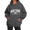 Women NEW YORK Brooklyn Letter Print Hoodie Oversized Loose Hooded Sweatshirt The Empire City Casual Streetwear Men Pullover Top