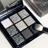 Black Swan Nine-Color Eyeshadow Palette: Shimmering Glitter & Metallic Shades for a Smoky Gray-Black Look