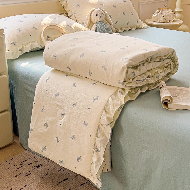 Корейское лоскутное одеяло с кружевом и оборками из чистого хлопка, летнее одеяло, приятное к коже, дышащее, охлаждающее, для дома