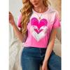 Summer Round Neck 3D Love Print T-shirts Fashionable Casual Short Sleeved Women's T-shirts