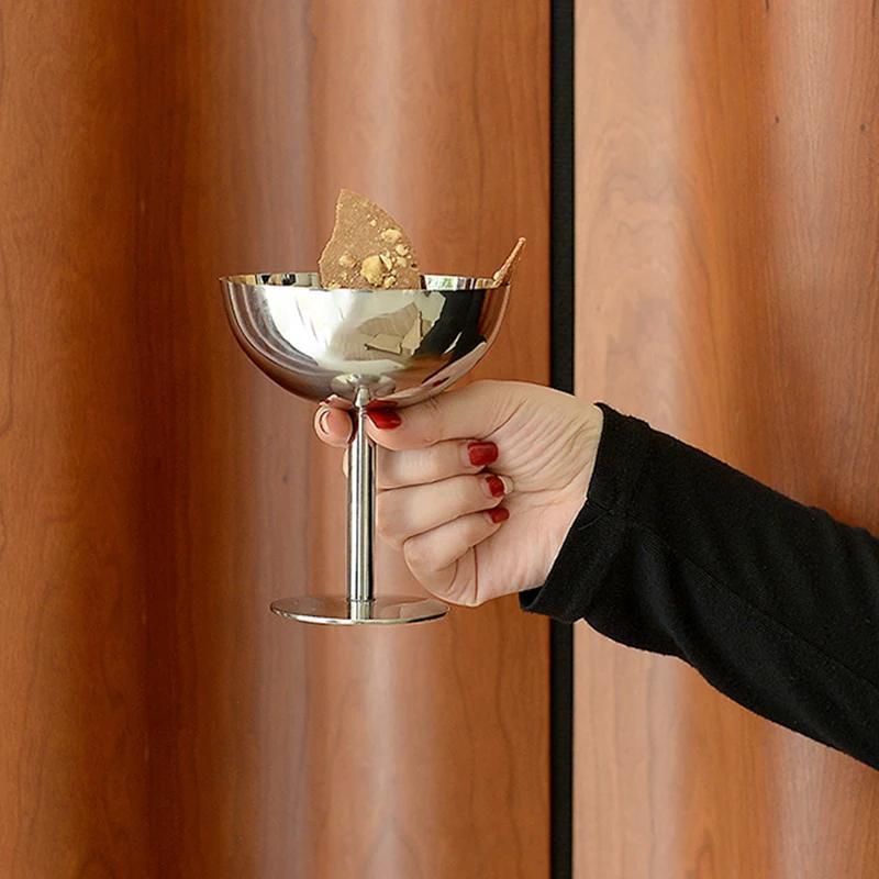 Креативный контейнер для чашки мороженого из нержавеющей стали, кухонный бар, бокал для вина, металлическая салатница, десертная тарелка с фруктами, товары для вечеринок