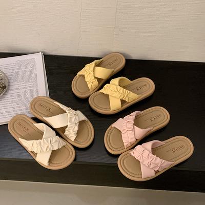 Платформенные шлепанцы женские летние для улицы 2025 новые ощущения перекрещенные ремешки модные сандалии-одно слово женские сандалии повседневные сандалии