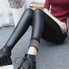 Women's High-Waist Matte Leather Leggings - Thick, Plush, Elastic, Large Size, Winter Wear