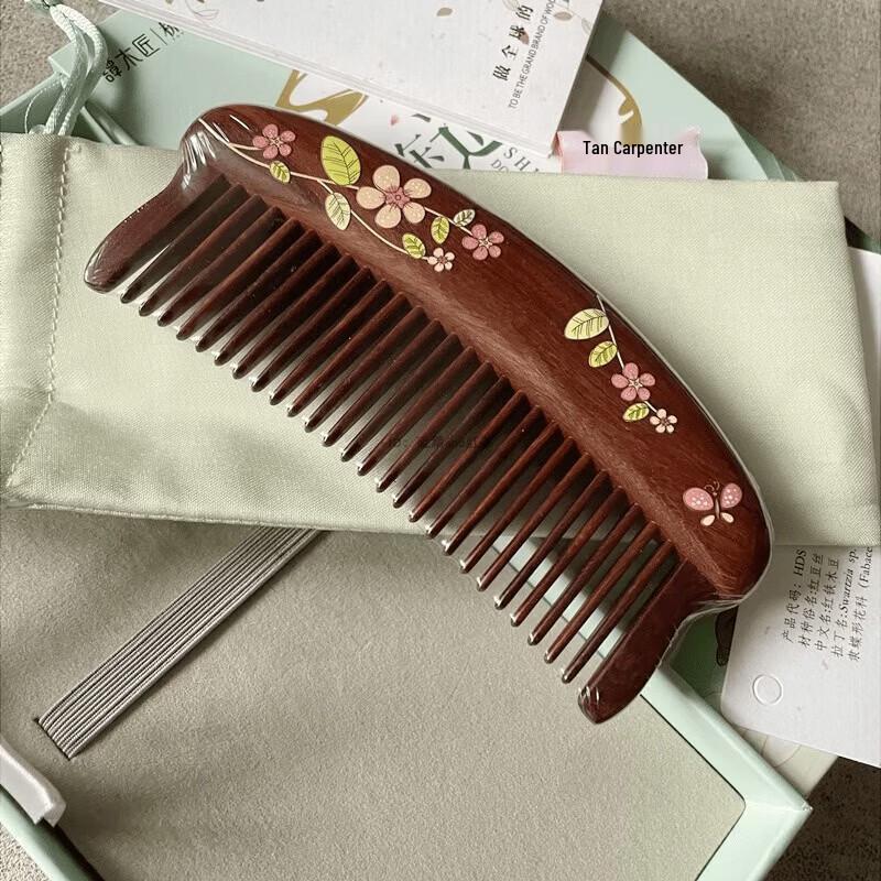 Коричневый набор для подарка Mujiang Spring Dawn Go Duck с инкрустированной деревянной расческой