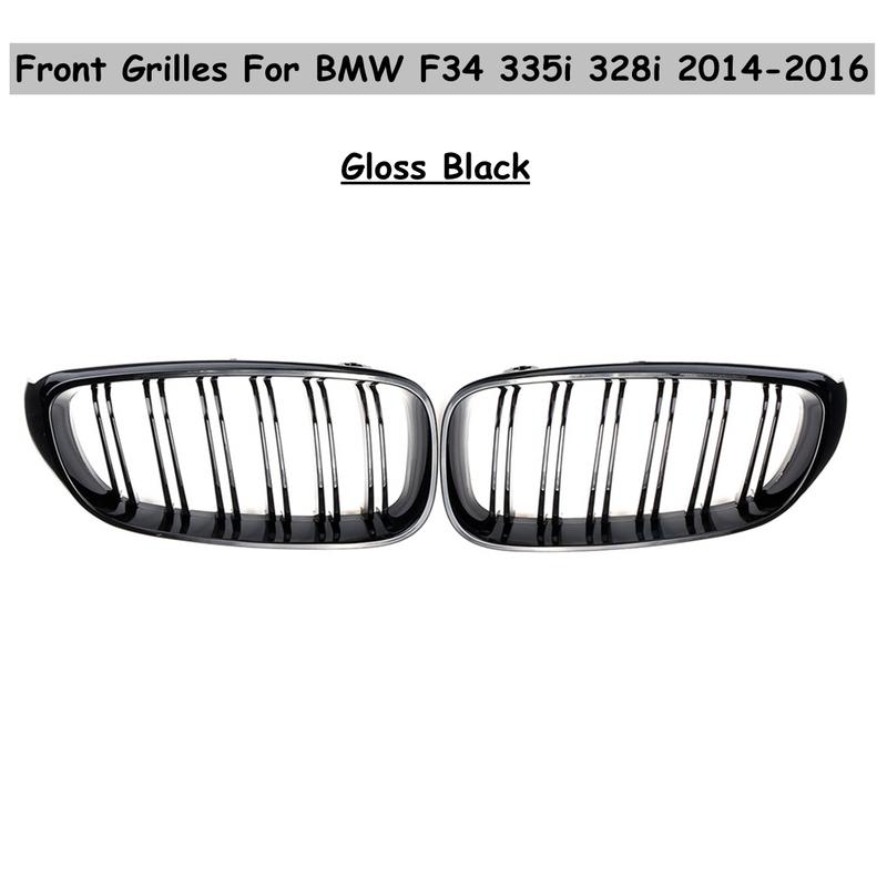 Pair Gloss Black Front Bumper Grille Grilles For BMW F34 335i GT 328i GTxDrive 2014 2015 2016 Not Fit For Sedan and Wagon