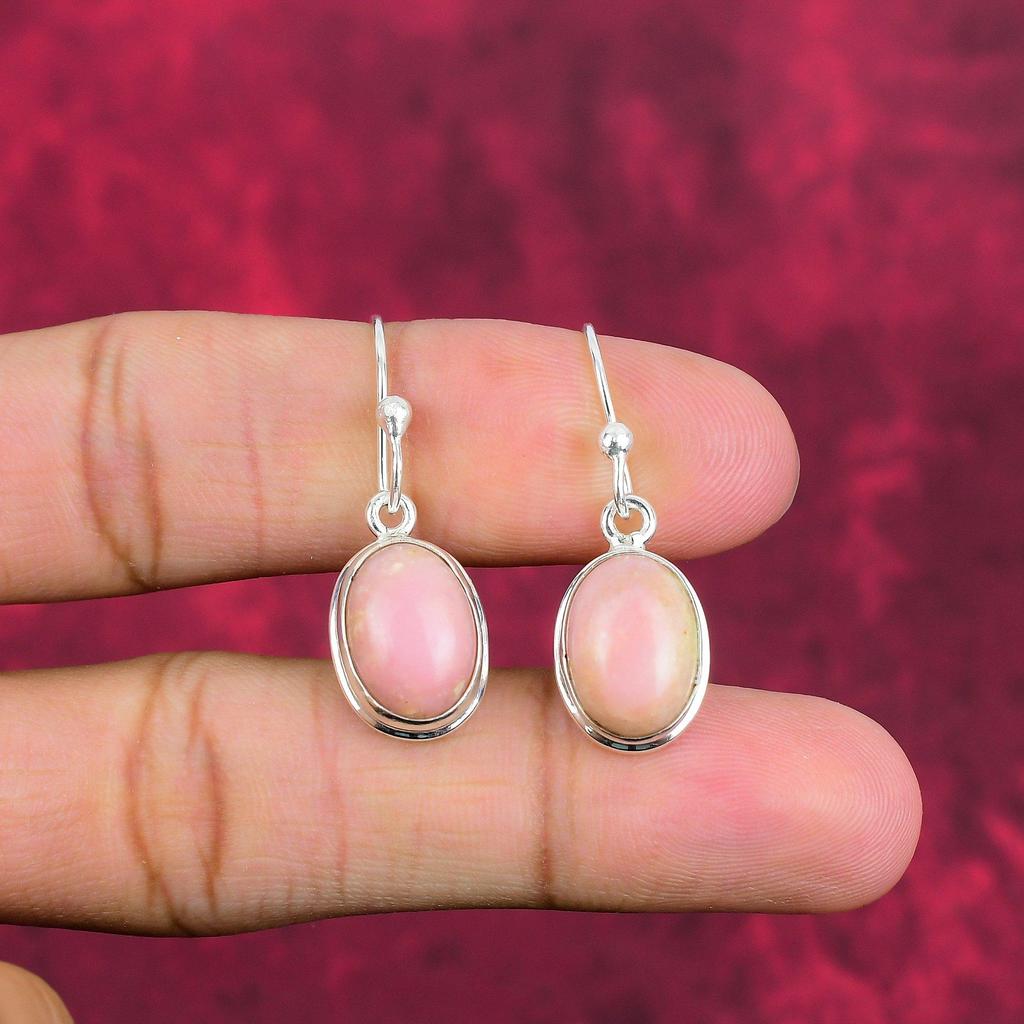 Серьги ручной работы с розовым опалом и драгоценными камнями, серьги из чистого серебра 925 пробы, уникальные дизайнерские украшения для женщин