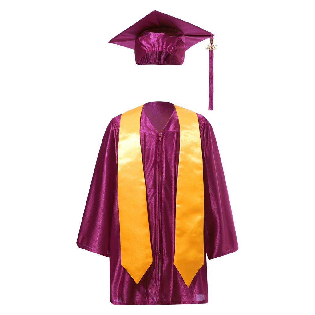 Kids Graduation Gown Cap Set Preschool Kindergarten Ceremony 2023 Badge Tassel Sash Included Formal Uniform