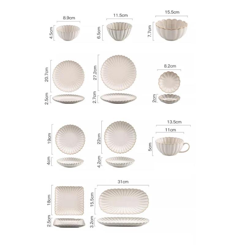 Белоснежные миски Nordic Household, обеденные тарелки, керамическая белая глазурь, набор столовых приборов, блюдо Western Steak, салатница, овощная тарелка для рыбы