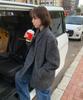 Somewherebutter Hairy Wool Half Coat - Charcoal