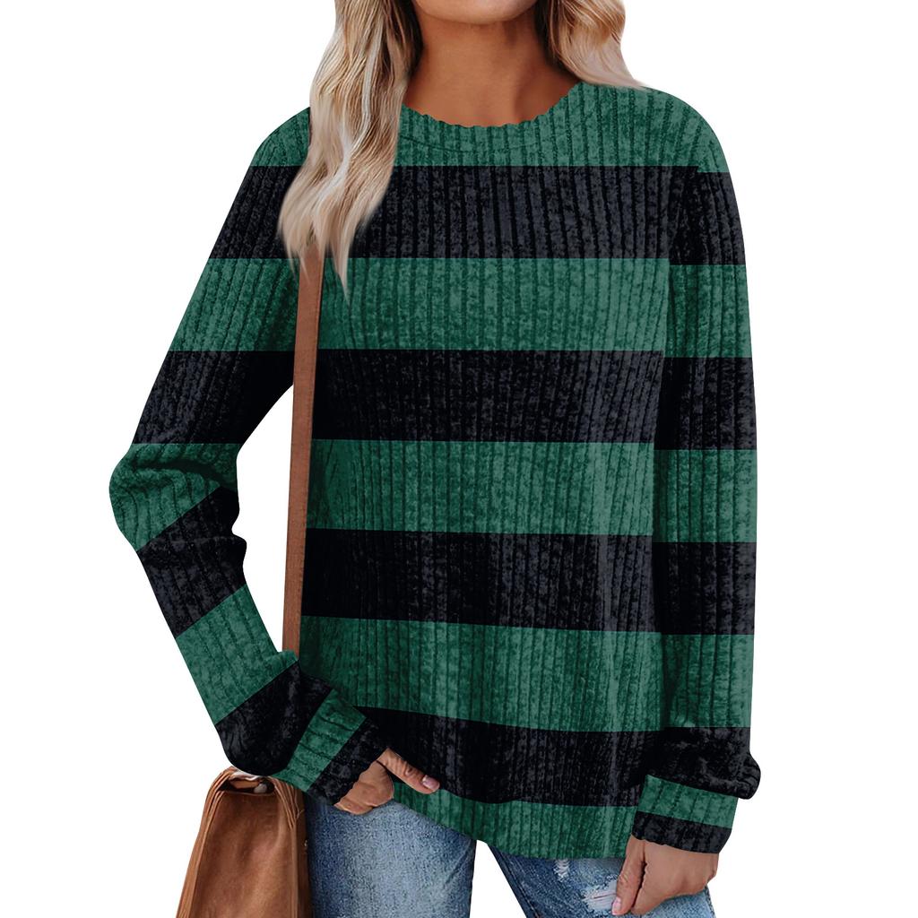 Женский зимний топ с круглым вырезом из легкого хлопка с начесом и принтом в стиле колор-блок