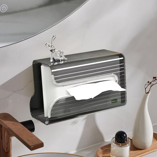 Настенный прозрачный ящик для салфеток, установка без перфорации, прозрачный держатель для туалетной бумаги большой емкости, диспенсер для салфеток для ванной и кухни