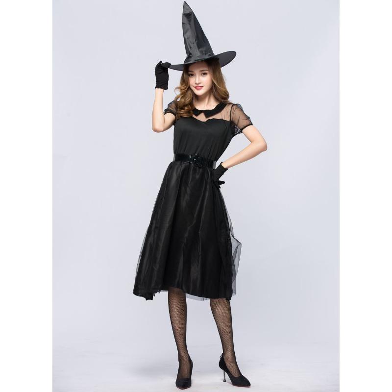 Halloween New Black Veil Witch Costume, Witch Costume, Temperament Witch Night Ghost Game Costume