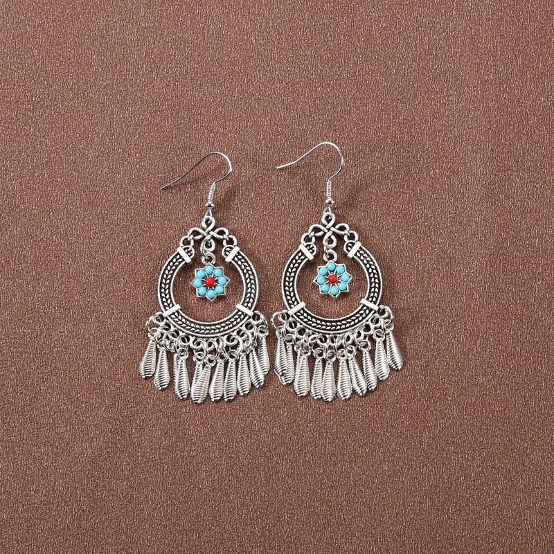 Серьги-кисточки в китайском дворцовом стиле в стиле ретро: Этнические тибетские серебряные украшения Ханфу