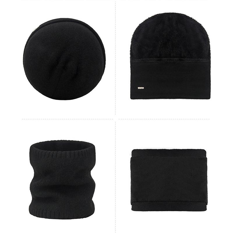 Winter Wool Plush Knitted Hat Men's Outdoor Travel Cycling Cold-Proof Ear Cover Head Wool Hat