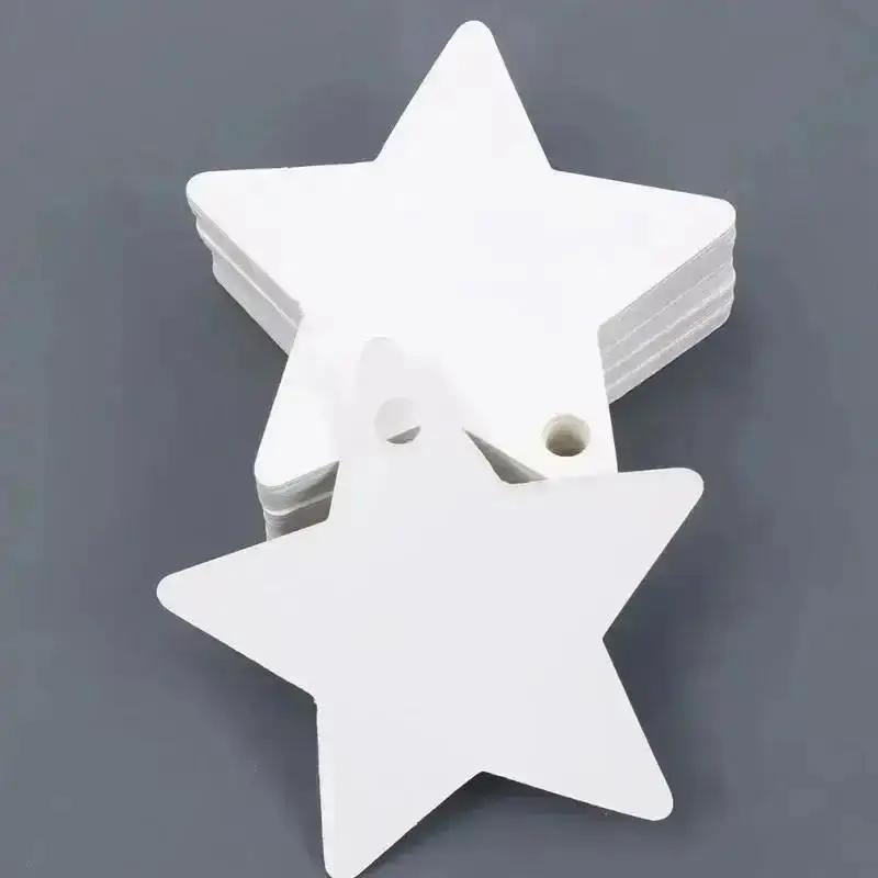 100pcs Five-pointed Star Christmas Wedding Label Party Gift Card Hanging Tags Christmas Ornaments Party Decorations Wholesale
