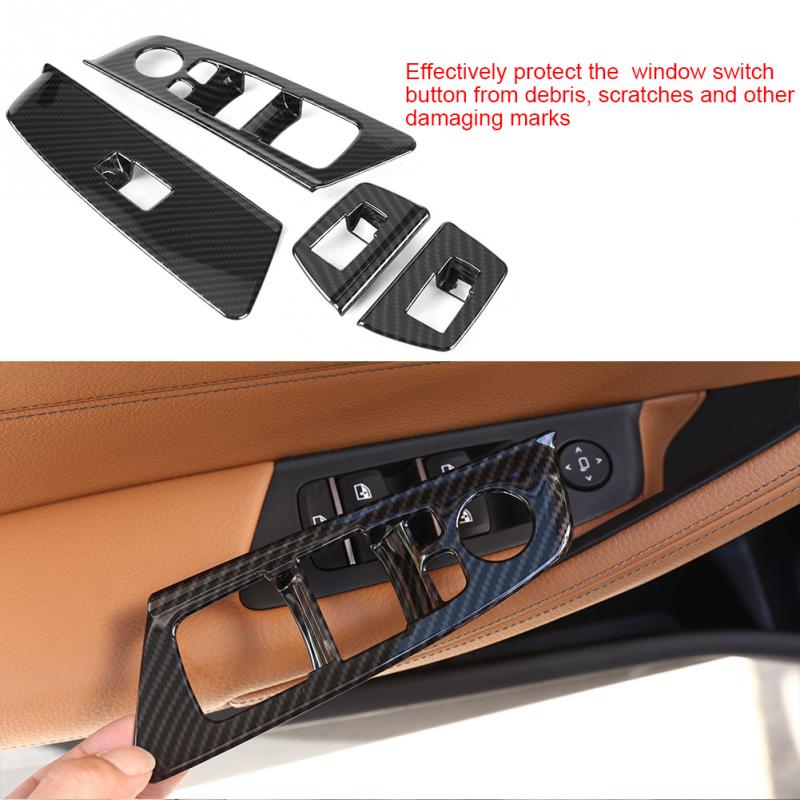4pcs Car Auto Window Switch Lift Panel Button Frame Cover Trim Decoration for BMW 5 Series G30