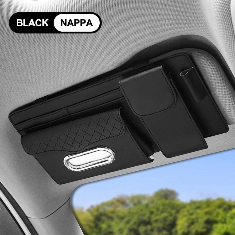 Сумка для хранения солнцезащитного козырька автомобиля, многофункциональный органайзер для автомобиля, футляр для очков, держатель для салфеток, карман для хранения на липучке