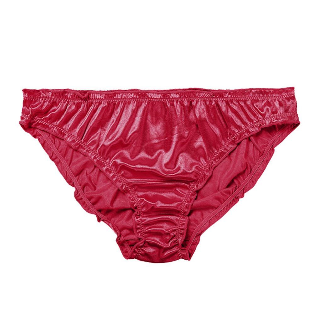 Women's Satin Panties Comfortable Low-Waist Elastic Milk Silk Underpants