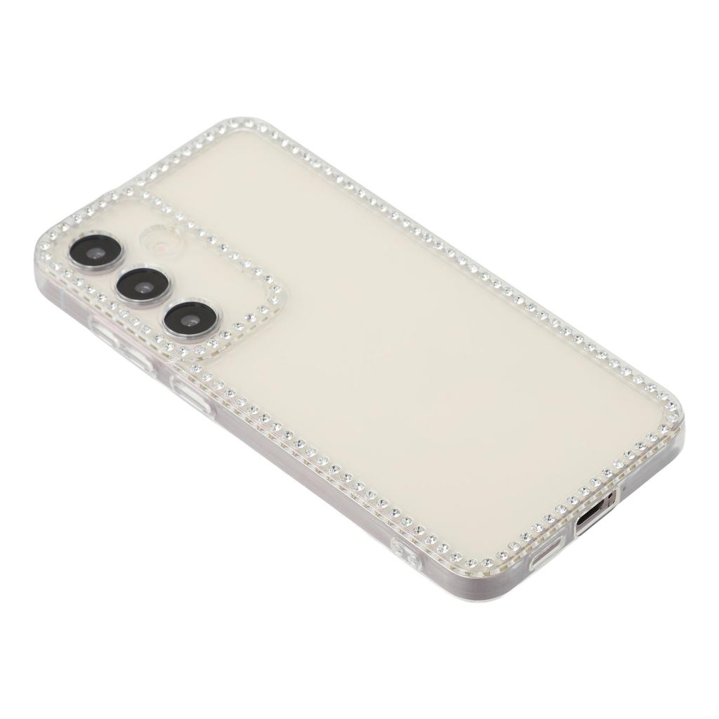 For Samsung Galaxy S24 TPU Case Rhinestone Decor Clear Phone Back Cover,Precise Cutout