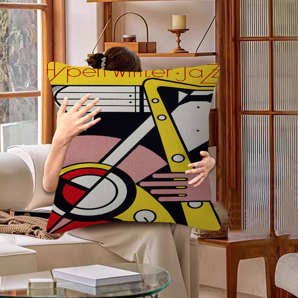Roy Lichtenstein Pop Art Pillow Covers Cartoon Sofa Decorative Home Doublesided Printing Short Plush Cute Cushion Cover