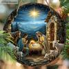Holy Night Nativity Scene Pendant, Decoration of Home Walls or Doors, 2d Flat Wooden, Christmas Decoration, Gifts for Friends and Family
