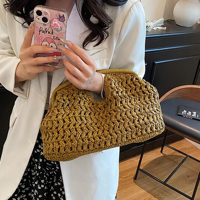 Summer Yogodlns Beach New Bag For Women Clutch Bag Luxury Designer Straw Bags Tote Handbag Fashion Woven Rattan Bags Female Travel Purse