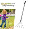 Handheld Weeding Rake Stainless Steel Hand Rake with 5 Teeth Heavy Duty Gardening Rake for Cultivating Loosening Soil Spreading Mulch