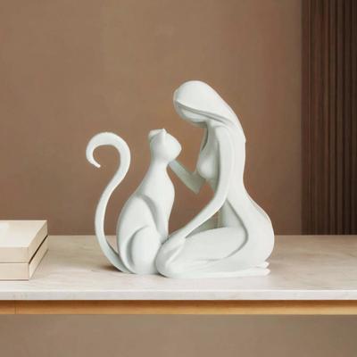 3D-печатная скульптура Форма Женщины и Кошки Матовое покрытие Прочная фигурка Легкая роскошь