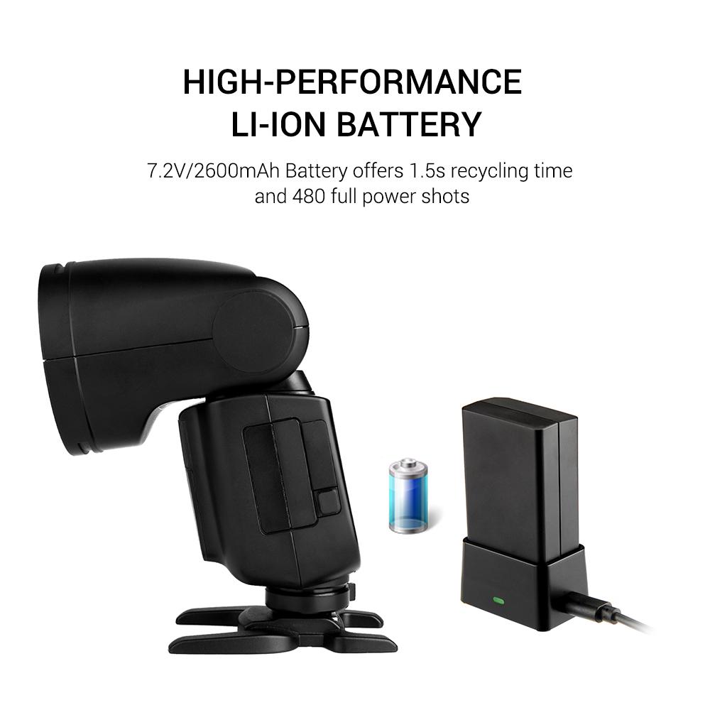 Вспышка для камеры Godox V1P Speedlite Speedlight с круглой головкой, встроенная беспроводная система 2,4G X с