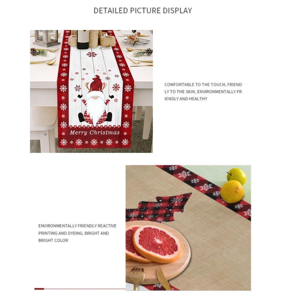 Cotton Linen Blend Christmas Table Runner Rectangular Shape Christmas Tablecloth  Dining Table