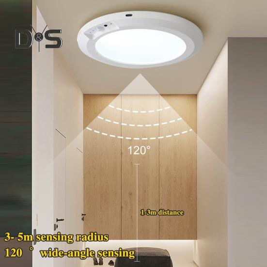 Потолочный светильник с датчиком движения и пультом дистанционного управления, 3 цветовых температуры, регулируемая яркость, простая в установке магнитная беспроводная потолочная лампа
