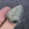 Пирит Друза Драгоценный камень Ручная работа 925 Стерлинговое серебро Ювелирное изделие Кольцо Размер 9 j4K24