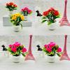 Rose Faux Potted Flower With Injection Molded Plastic For Home And Office Decoration