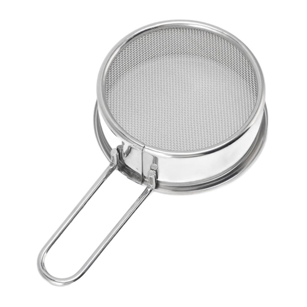 Flour Sieve Strainer 304 Stainless Steel Lightweight Easy Cleaning Ergonomic Handle Mesh Round