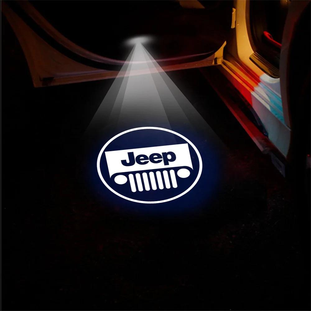 For Jeep Car Door HD Welcome Light Wireless Projector Induction Lamp For Jeep Renegade Wrangler Compass Grand Cherokee Gladia