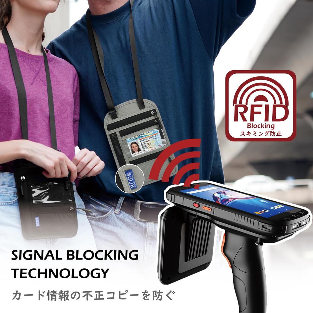 Passport Skimming Hanging Neck Security Card Travel [TRIWONDER] Case, Prevention, Type, Pouch, Case, Wallet, Anti-Magnetic (Black)