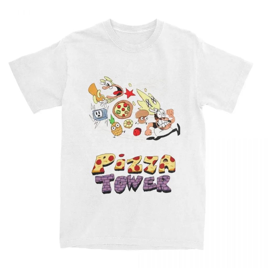 Pizza Tower T-Shirt Unisex Unisex Plus Size O-Neck Oversized Streetwear Harajuku Daily Casual Vintage Unisex Tees