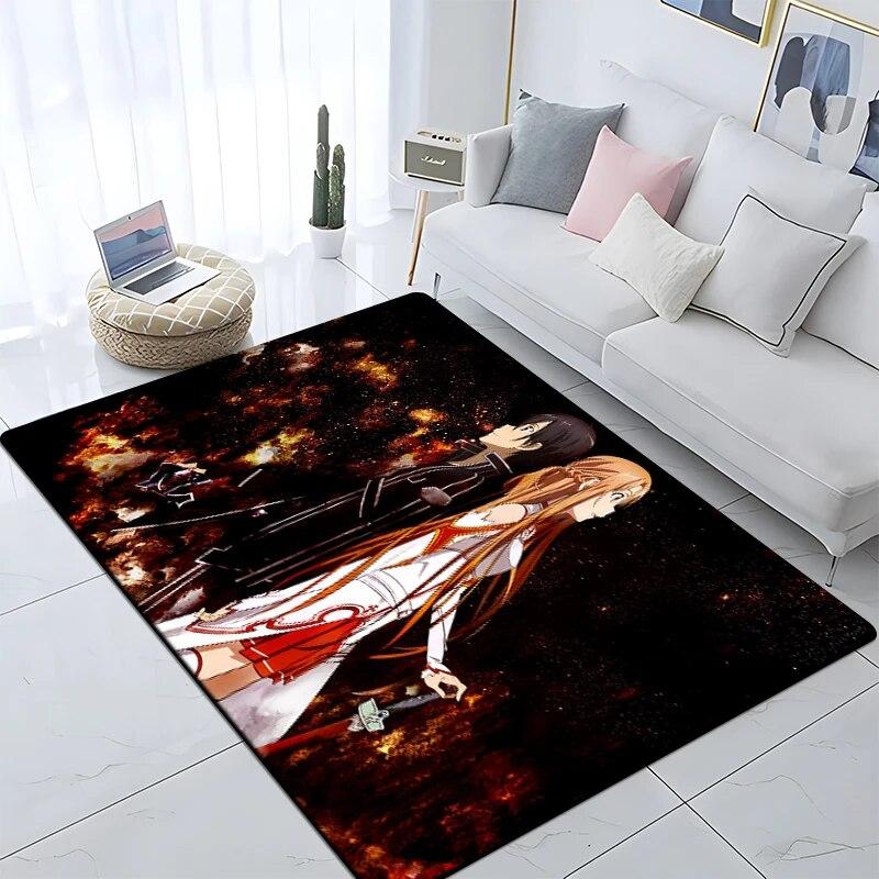 Hot Anime SAO Sword Art Online Modern House Living Room Floor Matte Bedroom Carpet Poster Mat Pattern Decorative Square Rug Gift