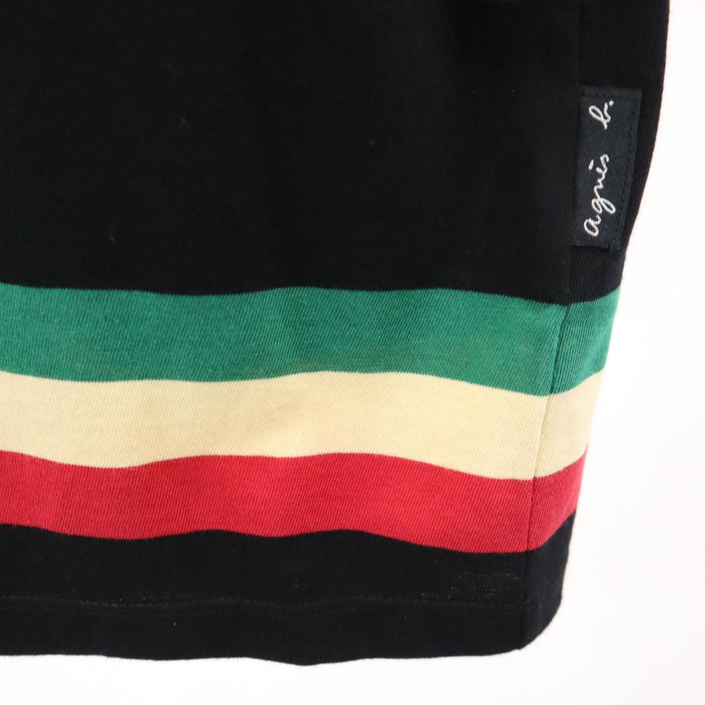 agnes b. Made in Portugal Border Pattern French sleeve T-shirt 1 black Women Used