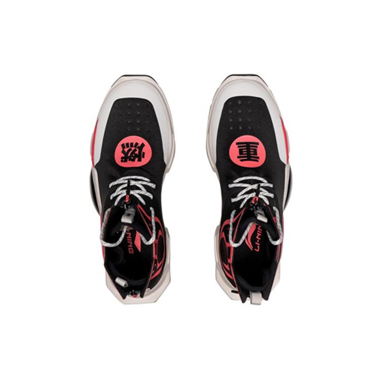 Li Ning Reburn Скользкие и износостойкие Покрытие Высокие Спортивные Повседневные Кроссовки Мужские Черные Красные AGBN054-1