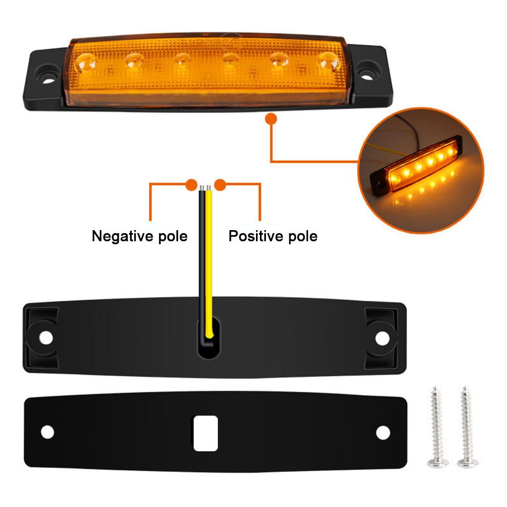 10 шт. Автомобильные внешние светодиодные фонари 12-24 В 6 светодиодов для автобусов, грузовиков, боковых габаритных огней, низких предупреждающих огней для прицепов, задних боковых стоп-сигналов