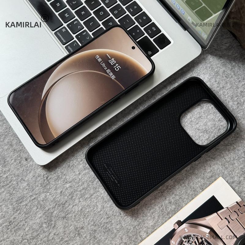For OnePlus 15 Case Simple PU Vegan Leather Siliconed Phone Back Cover For One Plus 15 Shell Dustproof Shockproof Bumper