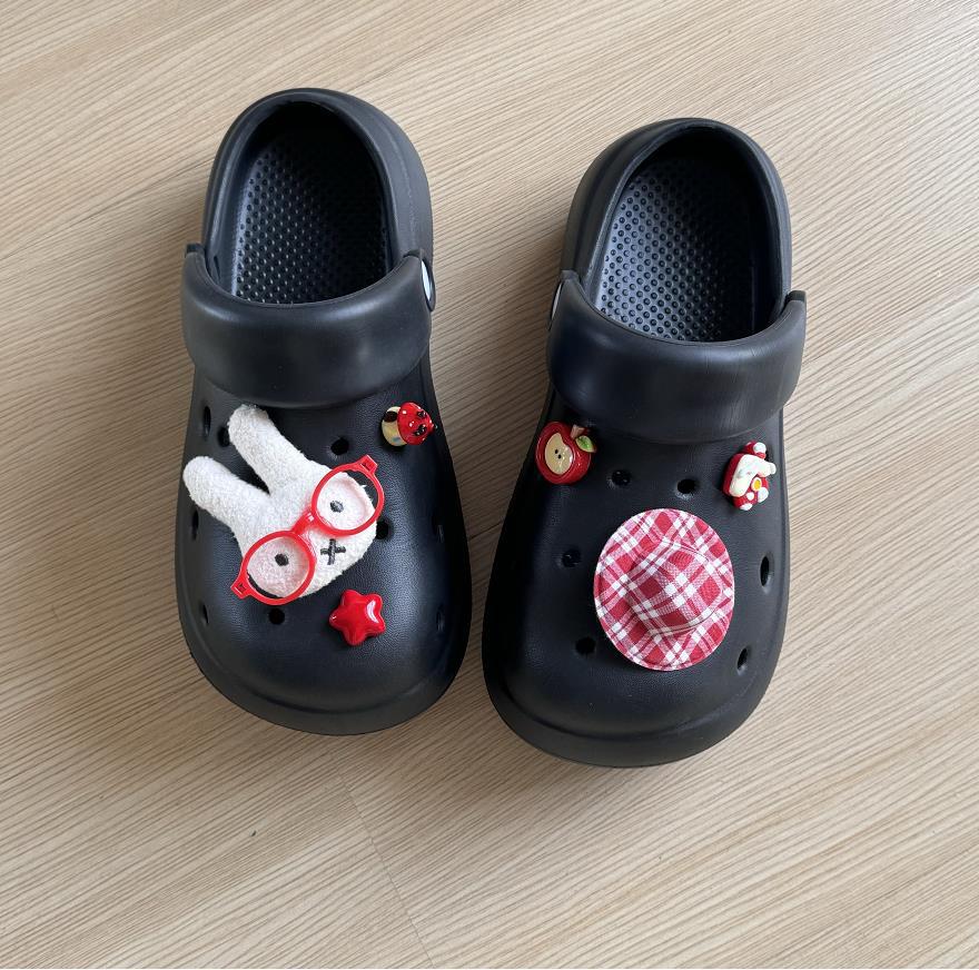 Женские летние новые мультяшные милые уличные шлепанцы с закрытым носком, не скользкие, не пахнущие