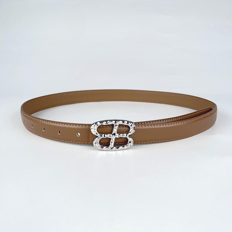 Genuine Leather Ladies' Red Belt, Cowhide Versatile, Simple and Fashionable Jeans, Decorative Belt, Rose Red