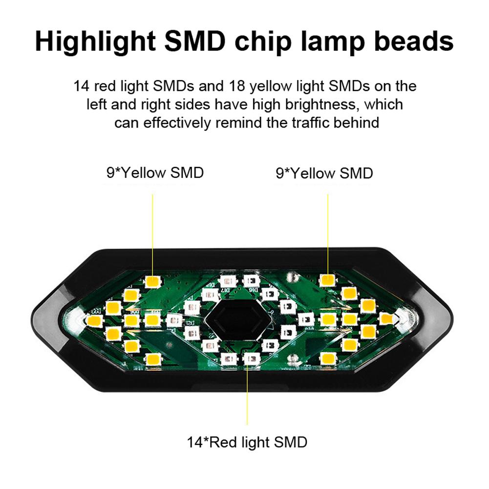 Умный велосипедный сигнал поворота, USB перезаряжаемый задний фонарь для велосипеда, задний фонарь, беспроводной светодиодный пульт дистанционного управления