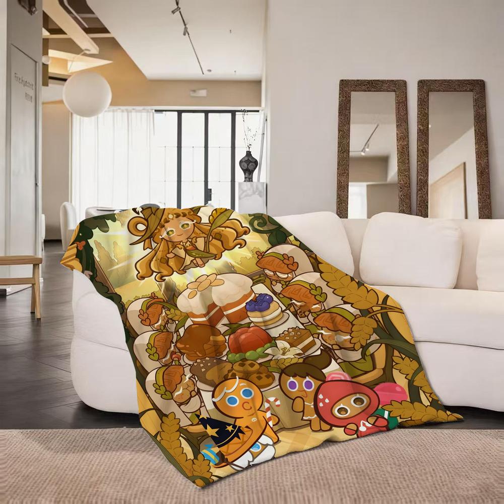 Game C CookieRun Throw Flannel Throw Blanket Suitable for Sofa Living Room Bedroom