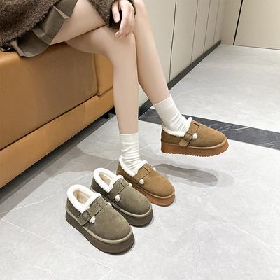 Бархатная кожа Бокен обувь женские зимние новые сапоги из овечьей шерсти и хлопка на толстой подошве для улицы зимние сапоги женские хлопковые туфли