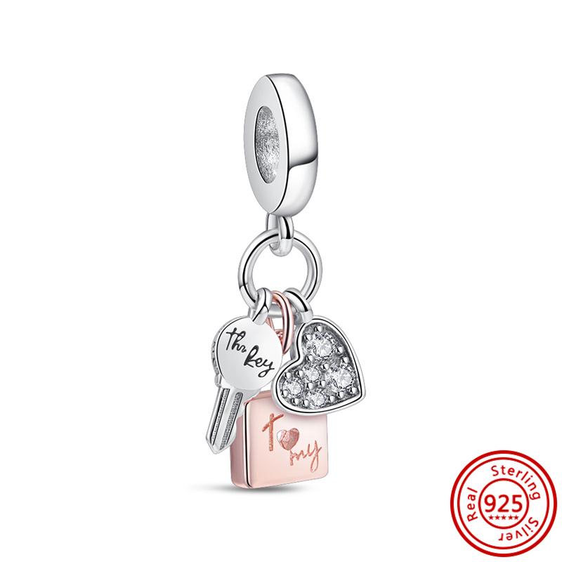 92 Стиль 925 Серебряная Звезда Луна Солнце Снежинка Растение Перо Сердце Тонкие Бусины Паве Подходит Оригинальные Подвески Браслет DIY Ювелирные Изделия