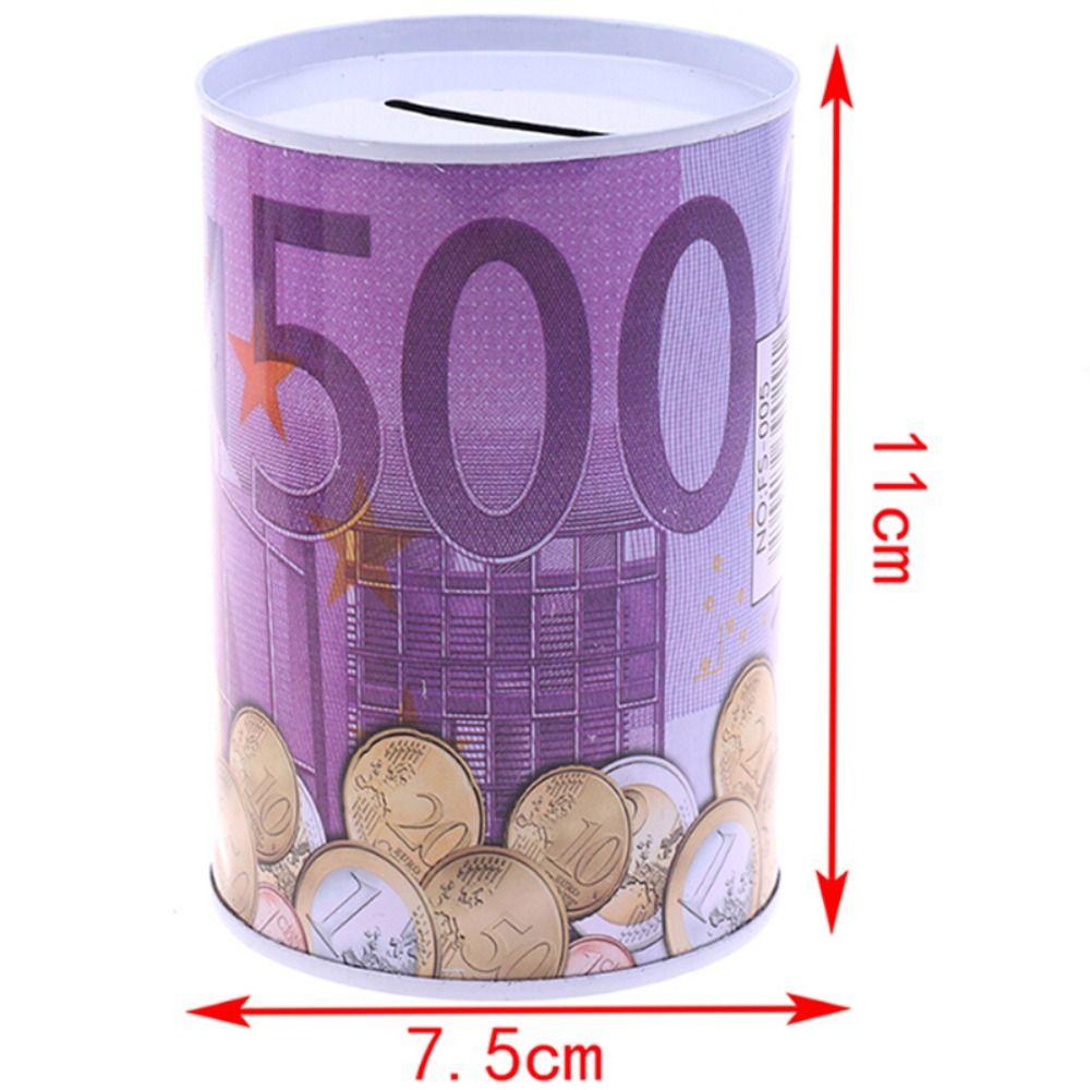 Cylinder Tinplate Durable Euro Decorative Money Box Coins Deposit Boxes Storage Box Money Bank